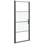 vidaXL Ușă de duș, negru, 91x195 cm, sticlă securizată semi-mată