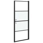 vidaXL Ușă de duș, negru, 91x195 cm, sticlă securizată semi-mată