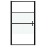 vidaXL Ușă de duș, 100x178 cm, negru, sticlă securizată semi-mată