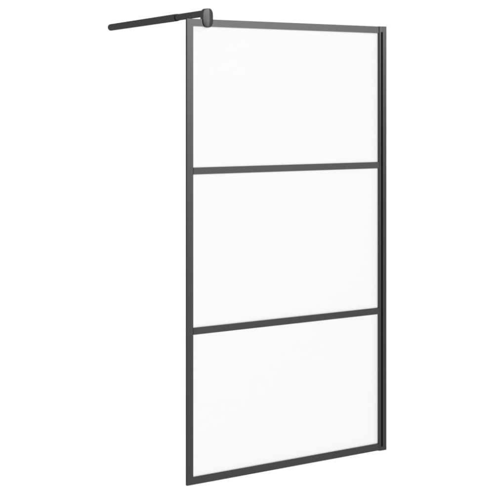 vidaXL Perete cabină duș walk-in negru 100x195 cm sticlă ESG semi-mată