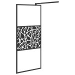 vidaXL Paravan de duș walk-in negru 90x195 cm sticlă ESG model piatră vidaXL Paravan de duș walk-in negru 90x195 cm sticlă ESG model piatră