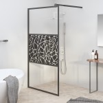 vidaXL Paravan de duș walk-in negru 100x195 cm sticlă ESG model piatră vidaXL Paravan de duș walk-in negru 100x195 cm sticlă ESG model piatră