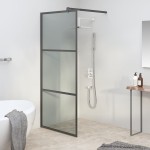 vidaXL Paravan duș walk-in negru 90x195 cm sticlă ESG culoare închisă vidaXL Paravan duș walk-in negru 90x195 cm sticlă ESG culoare închisă