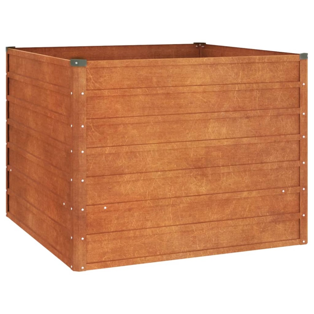 vidaXL Strat înălțat de grădină, ruginiu, 100x100x77 cm, oțel corten