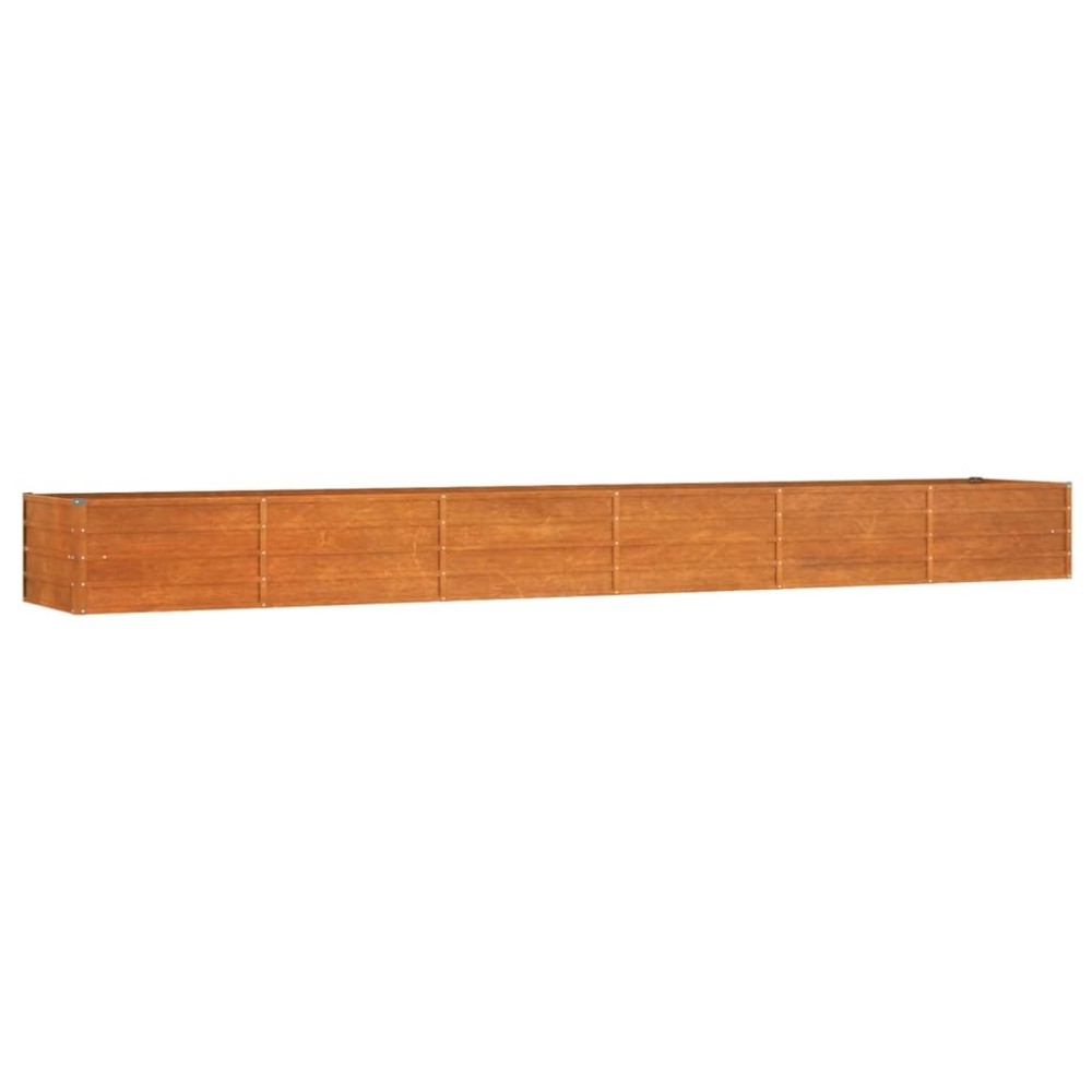vidaXL Strat înălțat de grădină, ruginiu, 480x80x45 cm, oțel corten