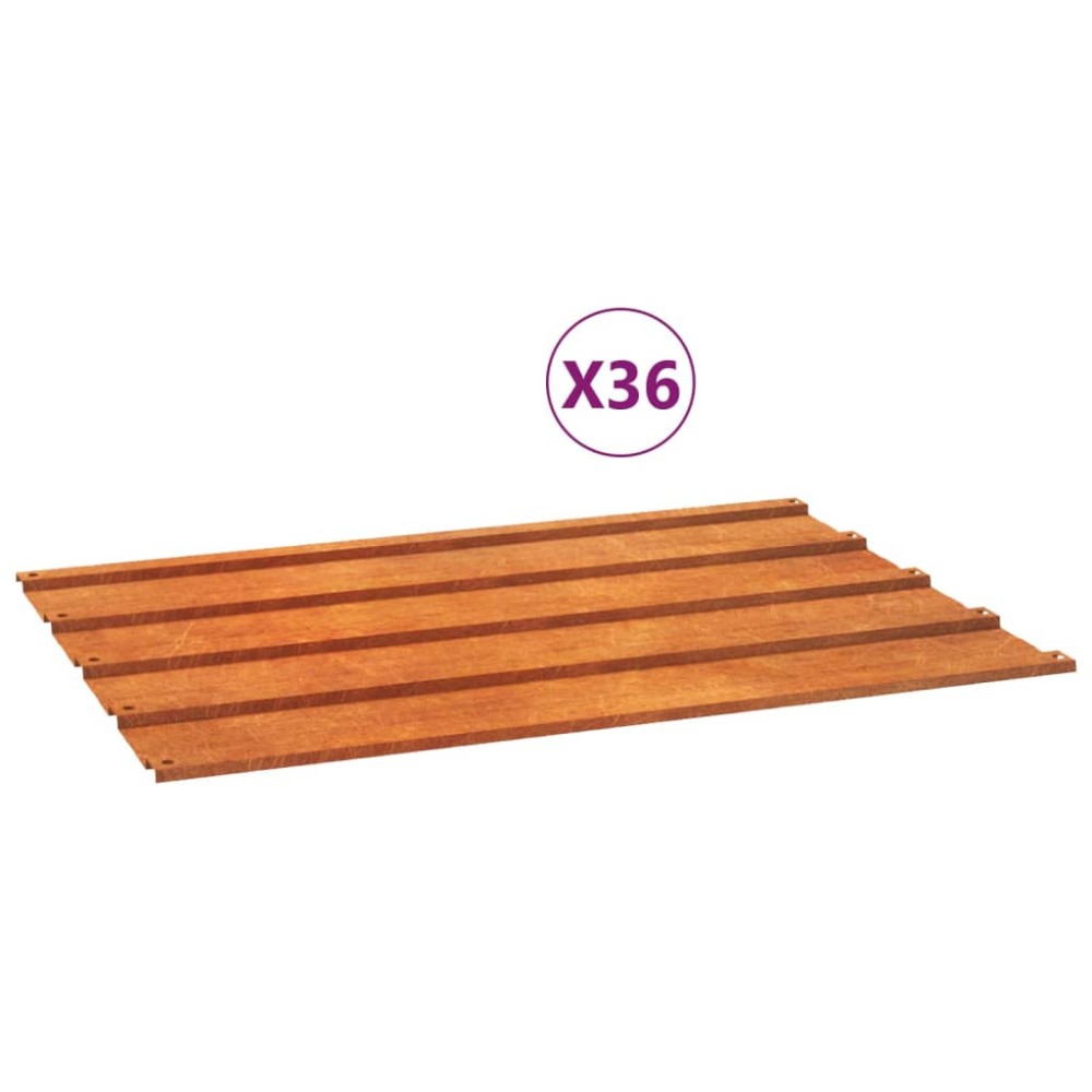 vidaXL Panouri de acoperiș, 36 buc., ruginiu, 60x44 cm, oțel corten