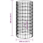 vidaXL Stâlp de gabion, Ø50x100 cm, oțel galvanizat, circular