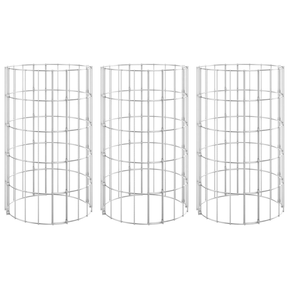 vidaXL Strat înălțat gabion 3 buc. Ø30x50 cm oțel galvanizat circular