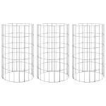 vidaXL Strat înălțat gabion 3 buc. Ø30x50 cm oțel galvanizat circular