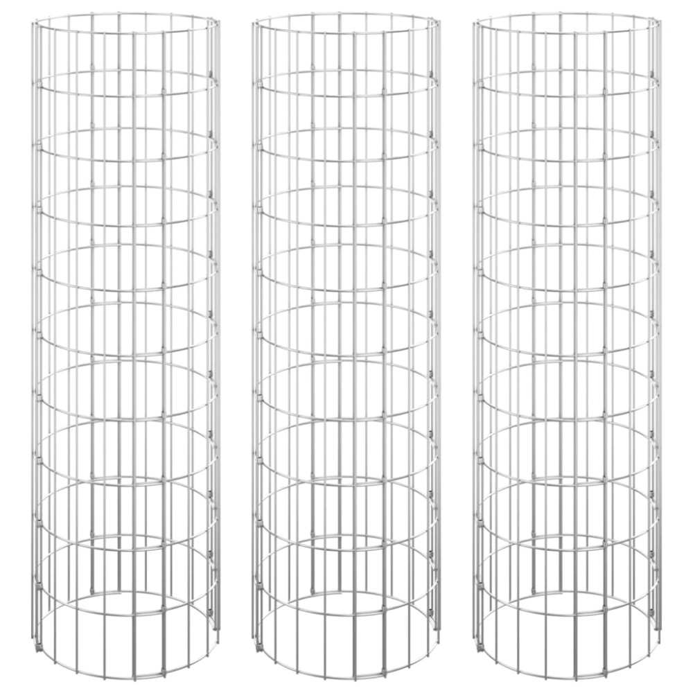 vidaXL Strat înălțat gabion 3 buc. Ø30x100 cm oțel galvanizat circular