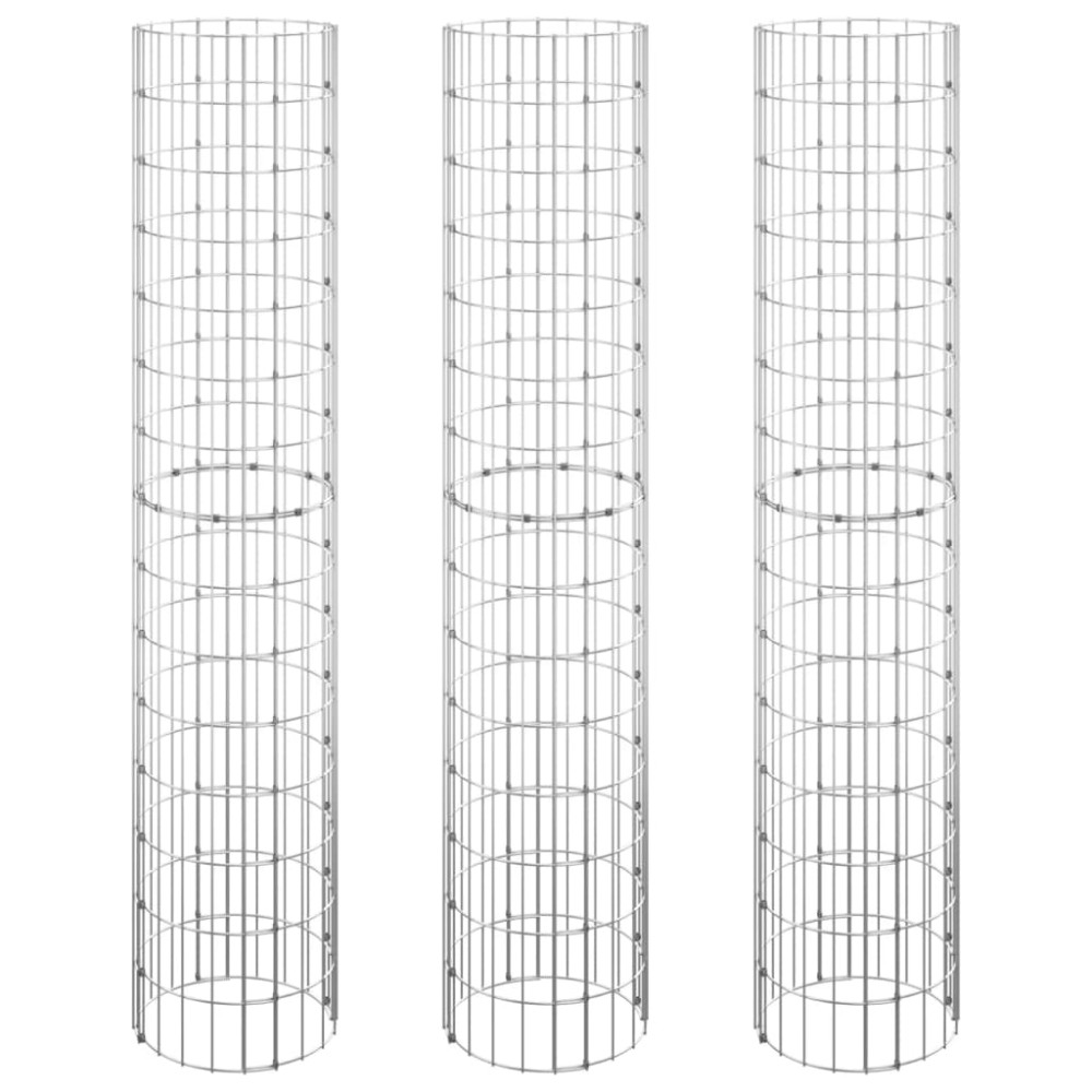 vidaXL Strat înălțat gabion 3 buc. Ø30x150 cm oțel galvanizat circular