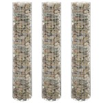 vidaXL Strat înălțat gabion 3 buc. Ø30x150 cm oțel galvanizat circular
