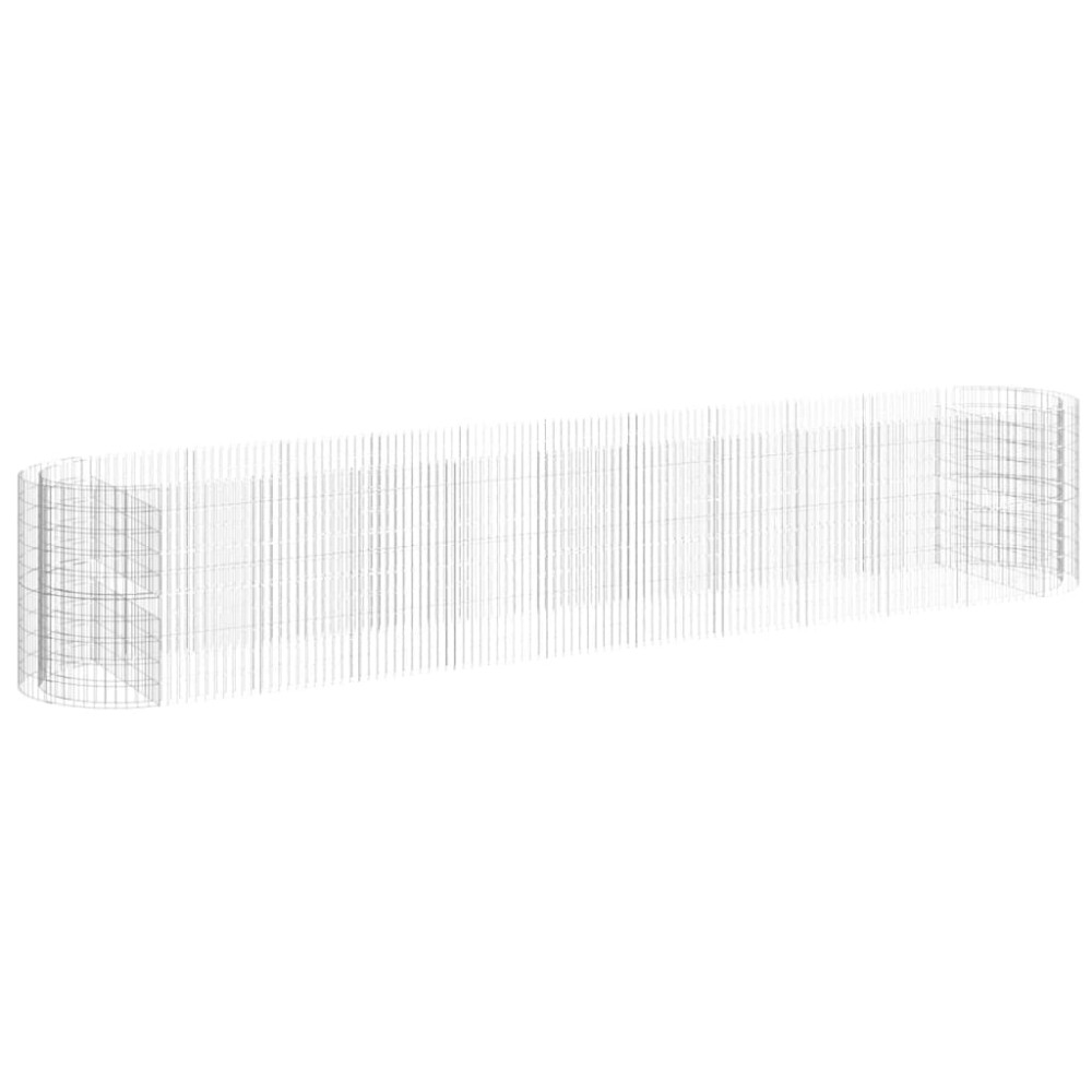 vidaXL Strat înălțat gabion, 600x100x100 cm, fier galvanizat