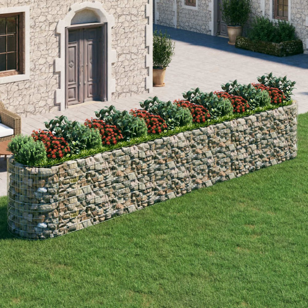 vidaXL Strat înălțat gabion, 600x100x100 cm, fier galvanizat