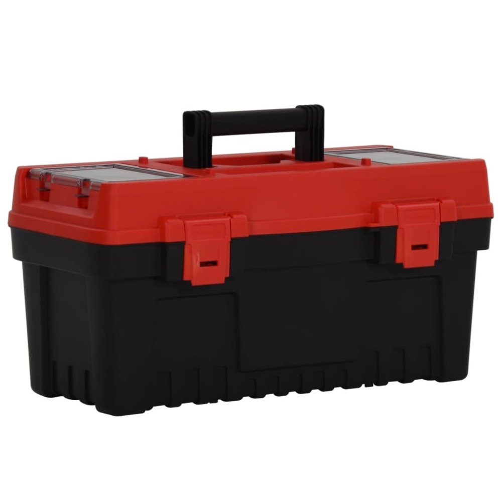 vidaXL Set de cutii de scule, 2 piese, negru și roșu, polipropilenă