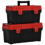 vidaXL Set de cutii de scule, 2 piese, negru și roșu, polipropilenă vidaXL Set de cutii de scule, 2 piese, negru și roșu, polipropilenă