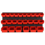vidaXL Set rafturi atelier 26 buc. roșu / negru 77x39 cm polipropilenă vidaXL Set rafturi atelier 26 buc. roșu / negru 77x39 cm polipropilenă