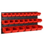 vidaXL Set rafturi atelier 26 buc. roșu / negru 77x39 cm polipropilenă vidaXL Set rafturi atelier 26 buc. roșu / negru 77x39 cm polipropilenă