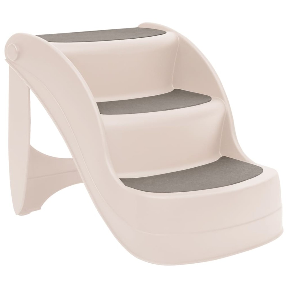 vidaXL Scări pliabile pentru câini în 3 trepte crem 50x38x38cm plastic
