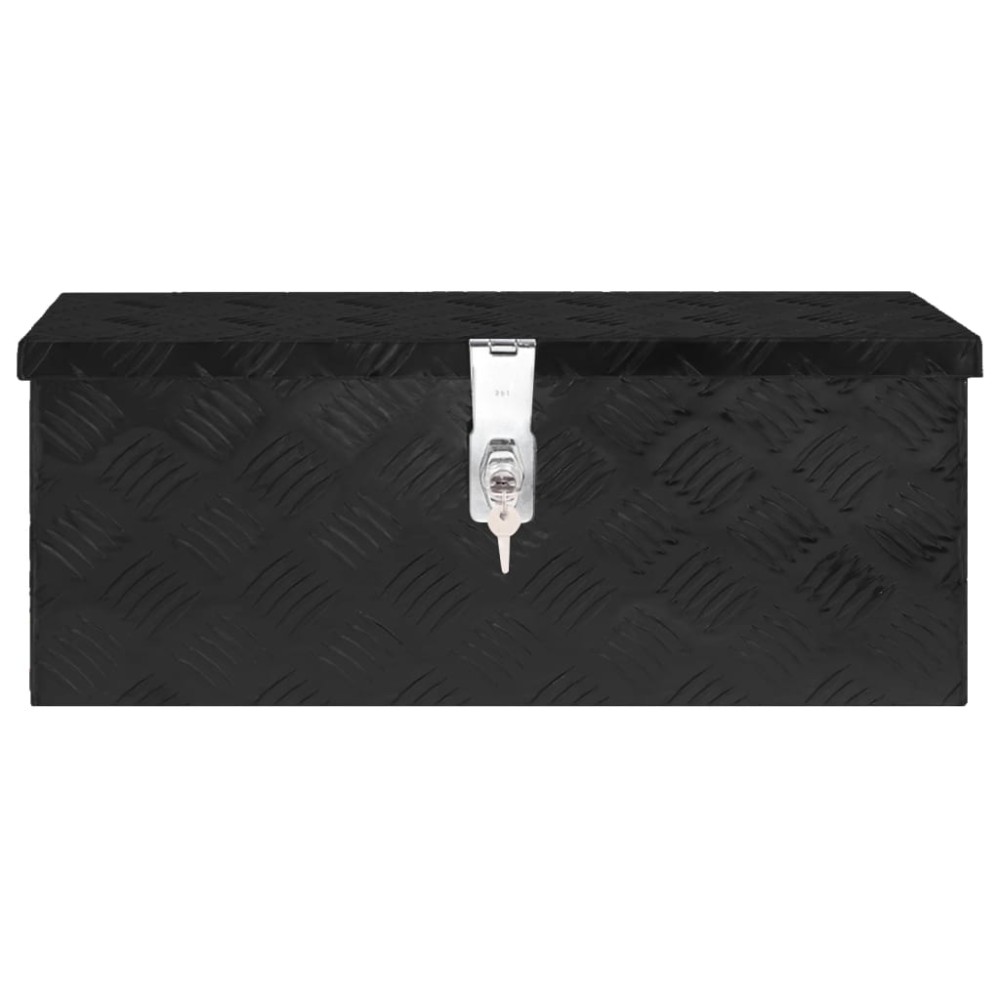 vidaXL Cutie de depozitare, negru, 60x23,5x23 cm, aluminiu