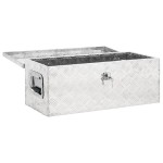 vidaXL Cutie de depozitare, argintiu, 70x31x27 cm, aluminiu vidaXL Cutie de depozitare, argintiu, 70x31x27 cm, aluminiu