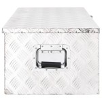 vidaXL Cutie de depozitare, argintiu, 90x47x33,5 cm, aluminiu vidaXL Cutie de depozitare, argintiu, 90x47x33,5 cm, aluminiu