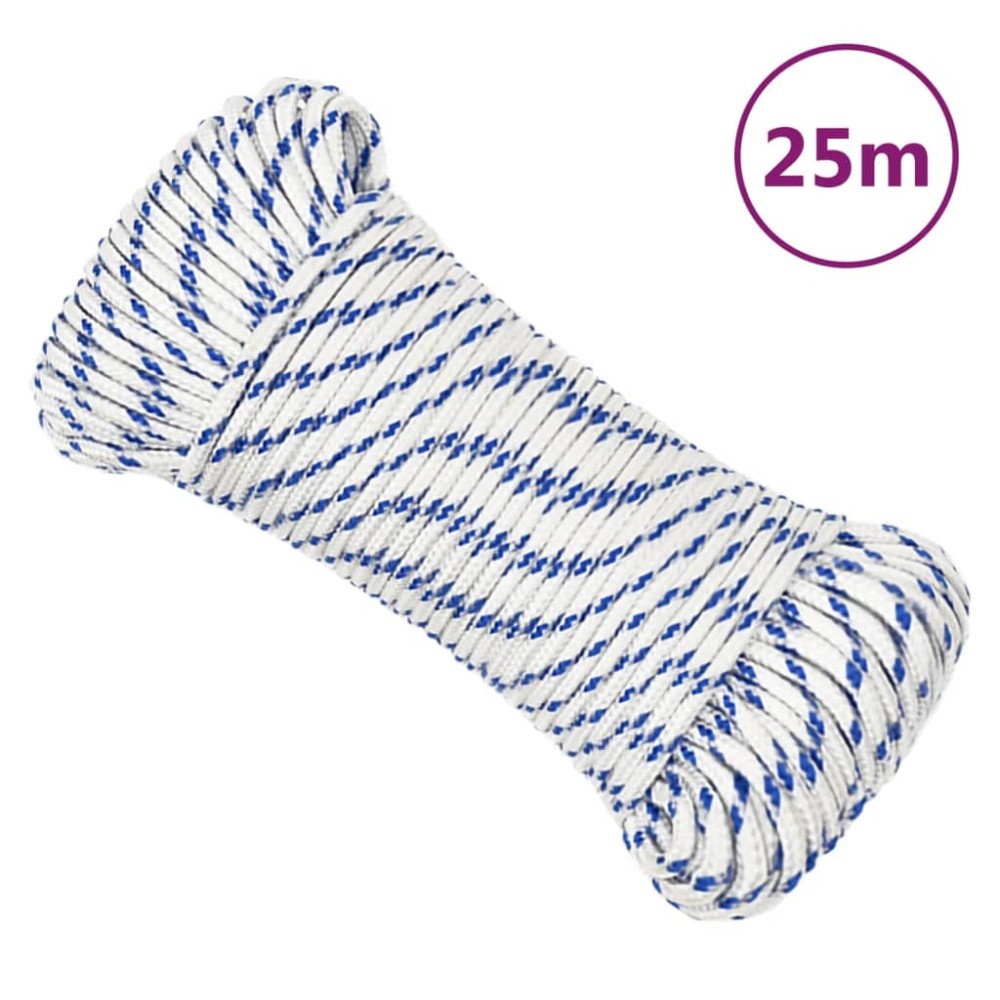 vidaXL Frânghie de barcă, alb, 5 mm, 25 m, polipropilenă