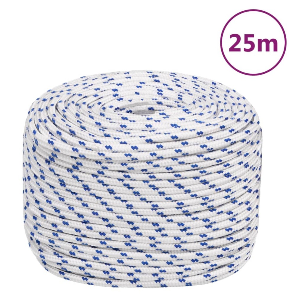 vidaXL Frânghie de barcă, alb, 6 mm, 25 m, polipropilenă