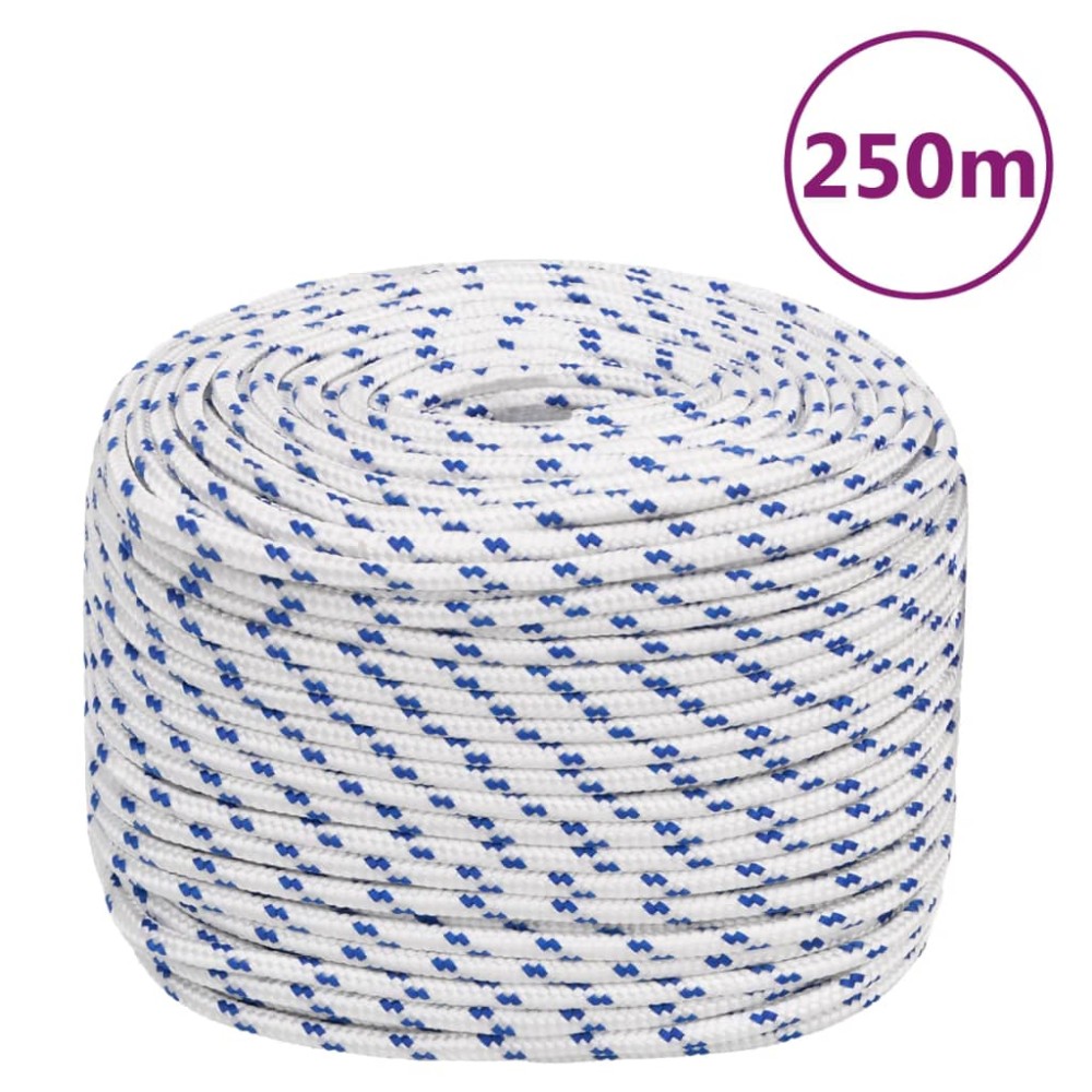 vidaXL Frânghie de barcă, alb, 8 mm, 250 m, polipropilenă