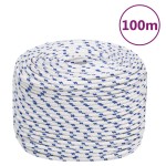 vidaXL Frânghie de barcă, alb, 10 mm, 100 m, polipropilenă vidaXL Frânghie de barcă, alb, 10 mm, 100 m, polipropilenă