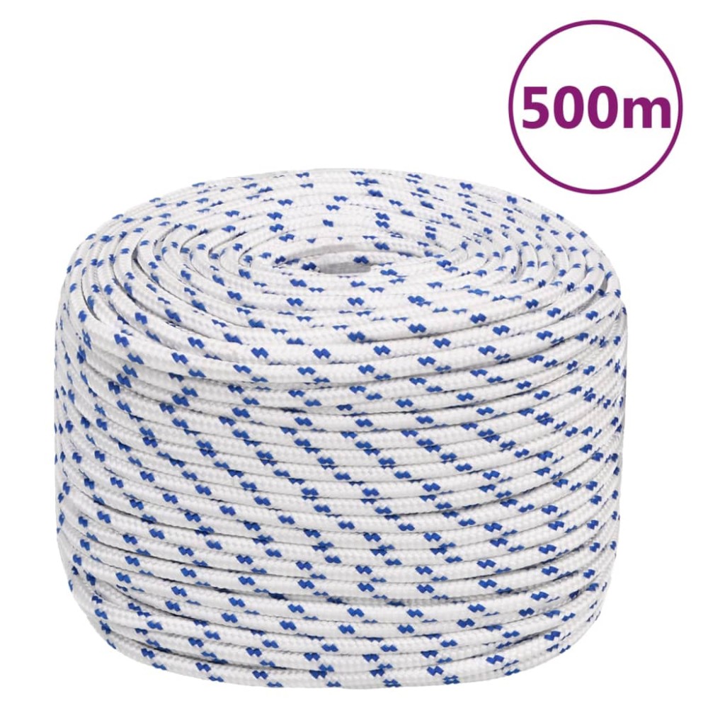 vidaXL Frânghie de barcă, alb, 10 mm, 500 m, polipropilenă
