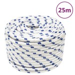vidaXL Frânghie de barcă, alb, 12 mm, 25 m, polipropilenă vidaXL Frânghie de barcă, alb, 12 mm, 25 m, polipropilenă