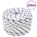 vidaXL Frânghie de barcă, alb, 12 mm, 100 m, polipropilenă vidaXL Frânghie de barcă, alb, 12 mm, 100 m, polipropilenă