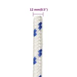 vidaXL Frânghie de barcă, alb, 12 mm, 100 m, polipropilenă vidaXL Frânghie de barcă, alb, 12 mm, 100 m, polipropilenă