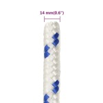 vidaXL Frânghie de barcă, alb, 14 mm, 100 m, polipropilenă vidaXL Frânghie de barcă, alb, 14 mm, 100 m, polipropilenă