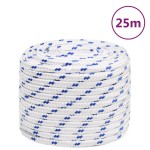 vidaXL Frânghie de barcă, alb, 16 mm, 25 m, polipropilenă