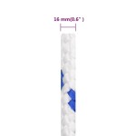 vidaXL Frânghie de barcă, alb, 16 mm, 100 m, polipropilenă vidaXL Frânghie de barcă, alb, 16 mm, 100 m, polipropilenă