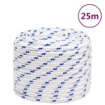 vidaXL Frânghie de barcă, alb, 18 mm, 25 m, polipropilenă vidaXL Frânghie de barcă, alb, 18 mm, 25 m, polipropilenă