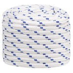 vidaXL Frânghie de barcă, alb, 20 mm, 50 m, polipropilenă vidaXL Frânghie de barcă, alb, 20 mm, 50 m, polipropilenă