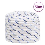 vidaXL Frânghie de barcă, alb, 20 mm, 50 m, polipropilenă vidaXL Frânghie de barcă, alb, 20 mm, 50 m, polipropilenă