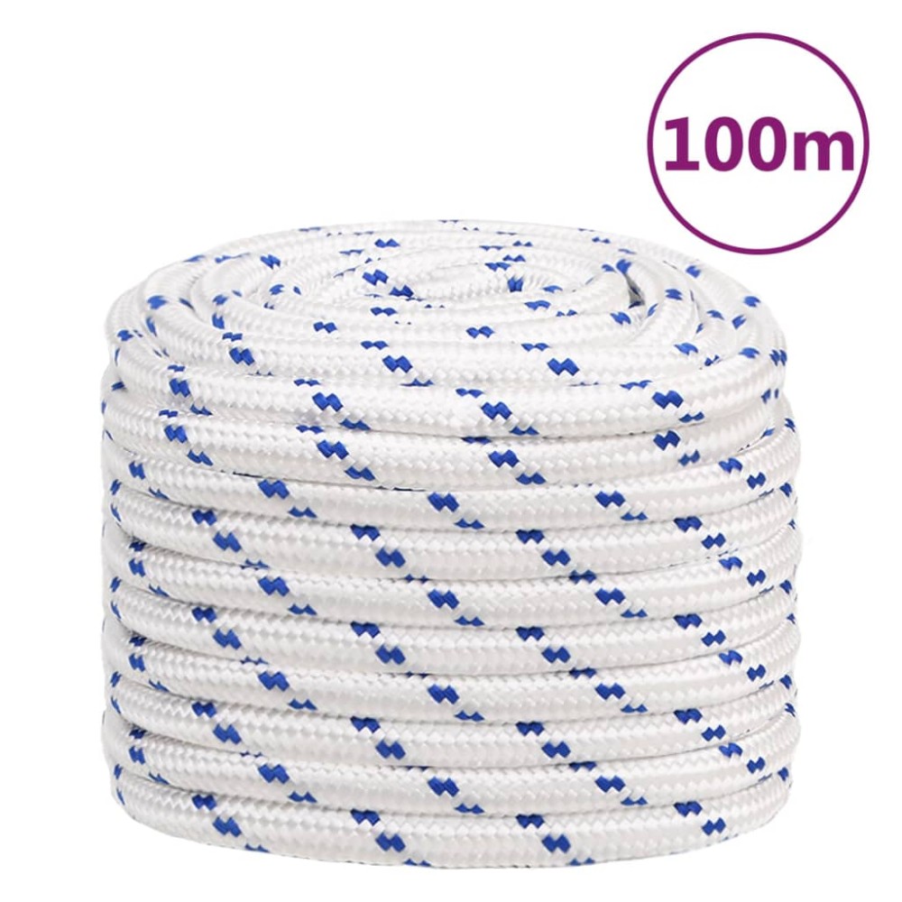 vidaXL Frânghie de barcă, alb, 20 mm, 100 m, polipropilenă