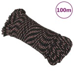 vidaXL Frânghie de barcă, negru, 3 mm, 100 m, polipropilenă vidaXL Frânghie de barcă, negru, 3 mm, 100 m, polipropilenă
