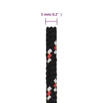 vidaXL Frânghie de barcă, negru, 5 mm, 50 m, polipropilenă vidaXL Frânghie de barcă, negru, 5 mm, 50 m, polipropilenă