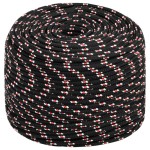 vidaXL Frânghie de barcă, negru, 6 mm, 25 m, polipropilenă vidaXL Frânghie de barcă, negru, 6 mm, 25 m, polipropilenă