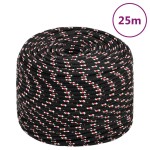 vidaXL Frânghie de barcă, negru, 6 mm, 25 m, polipropilenă vidaXL Frânghie de barcă, negru, 6 mm, 25 m, polipropilenă