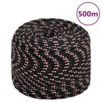 vidaXL Frânghie de barcă, negru, 10 mm, 500 m, polipropilenă vidaXL Frânghie de barcă, negru, 10 mm, 500 m, polipropilenă