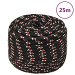 vidaXL Frânghie de barcă, negru, 12 mm, 25 m, polipropilenă vidaXL Frânghie de barcă, negru, 12 mm, 25 m, polipropilenă