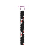 vidaXL Frânghie de barcă, negru, 12 mm, 25 m, polipropilenă vidaXL Frânghie de barcă, negru, 12 mm, 25 m, polipropilenă
