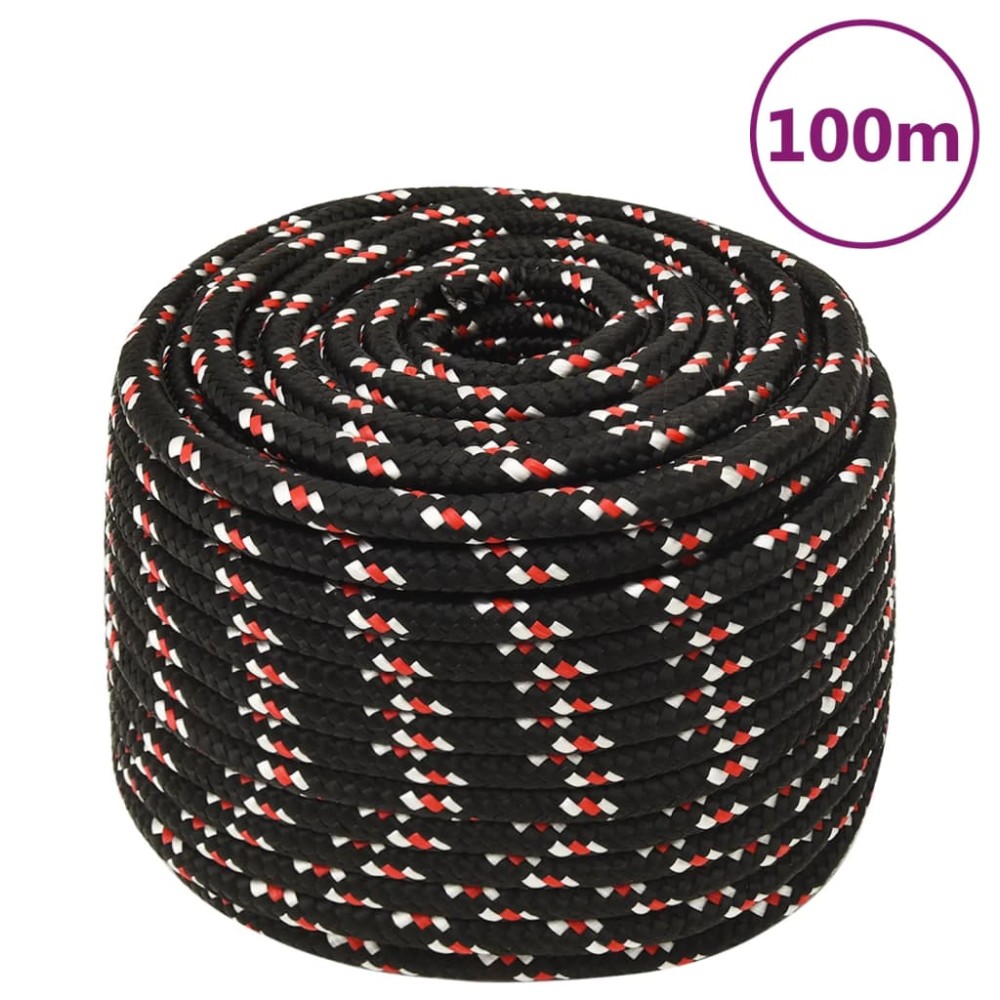 vidaXL Frânghie de barcă, negru, 14 mm, 100 m, polipropilenă