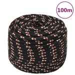 vidaXL Frânghie de barcă, negru, 14 mm, 100 m, polipropilenă vidaXL Frânghie de barcă, negru, 14 mm, 100 m, polipropilenă